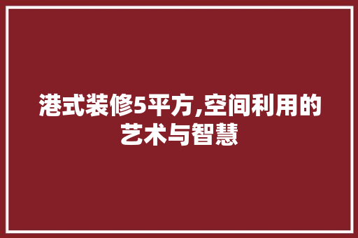 港式装修5平方,空间利用的艺术与智慧