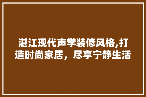 湛江现代声学装修风格,打造时尚家居，尽享宁静生活