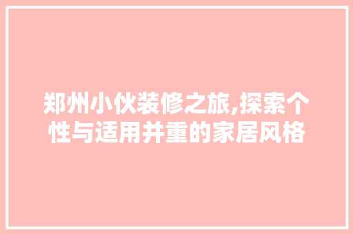 郑州小伙装修之旅,探索个性与适用并重的家居风格