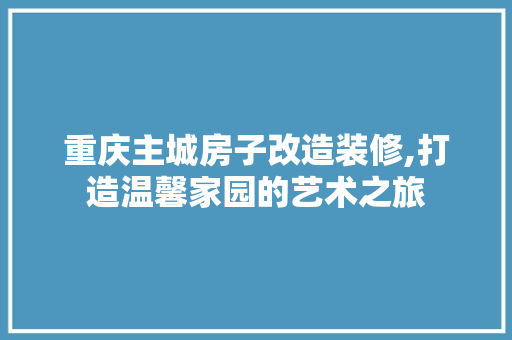 重庆主城房子改造装修,打造温馨家园的艺术之旅