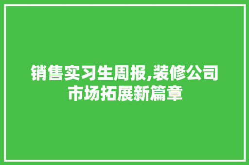 销售实习生周报,装修公司市场拓展新篇章