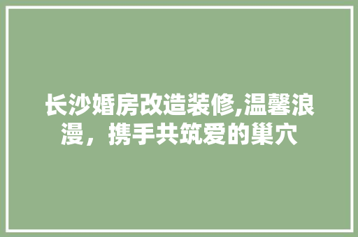 长沙婚房改造装修,温馨浪漫，携手共筑爱的巢穴