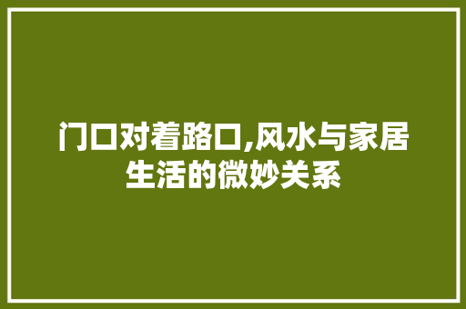 门口对着路口,风水与家居生活的微妙关系