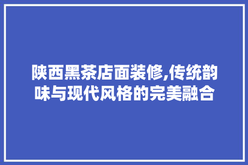 陕西黑茶店面装修,传统韵味与现代风格的完美融合