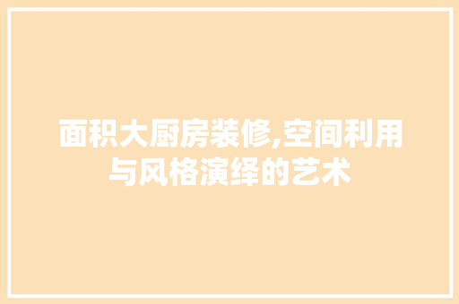 面积大厨房装修,空间利用与风格演绎的艺术