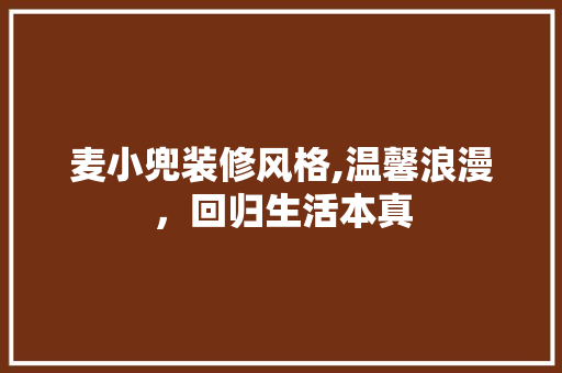 麦小兜装修风格,温馨浪漫，回归生活本真