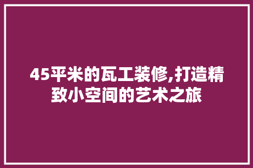 45平米的瓦工装修,打造精致小空间的艺术之旅