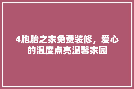 4胞胎之家免费装修，爱心的温度点亮温馨家园
