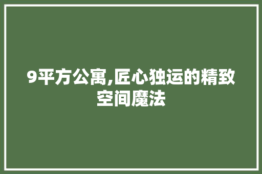 9平方公寓,匠心独运的精致空间魔法