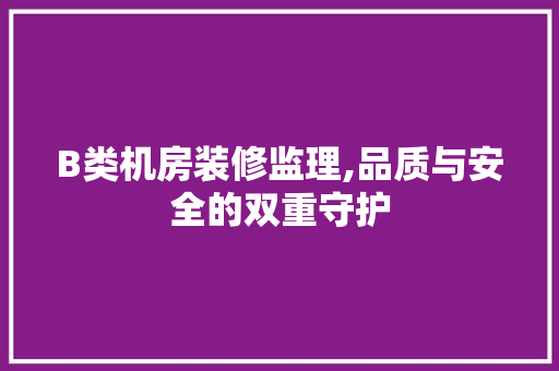 B类机房装修监理,品质与安全的双重守护