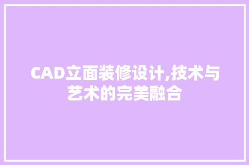CAD立面装修设计,技术与艺术的完美融合