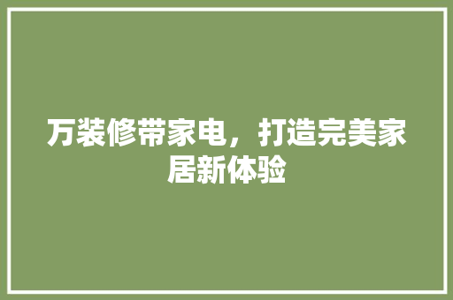 万装修带家电，打造完美家居新体验