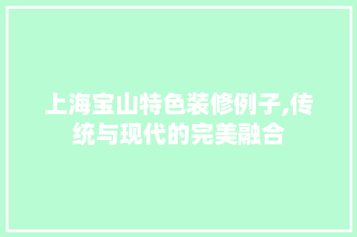 上海宝山特色装修例子,传统与现代的完美融合