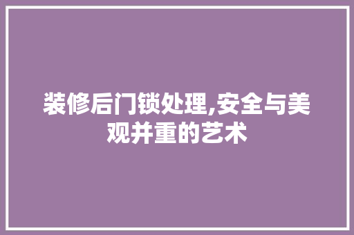 装修后门锁处理,安全与美观并重的艺术