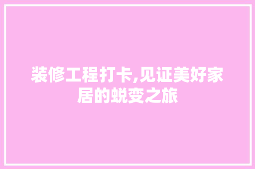 装修工程打卡,见证美好家居的蜕变之旅