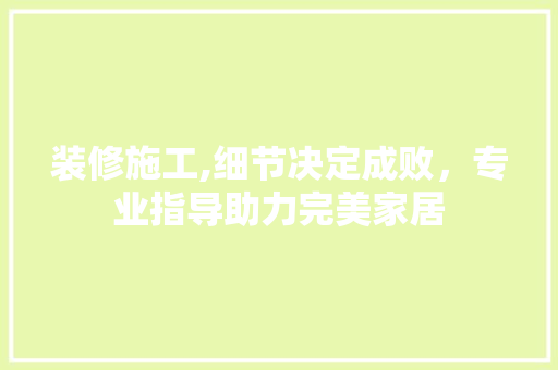 装修施工,细节决定成败，专业指导助力完美家居