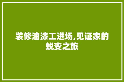 装修油漆工进场,见证家的蜕变之旅