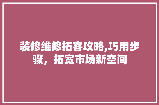 装修维修拓客攻略,巧用步骤，拓宽市场新空间