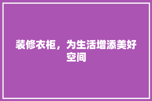 装修衣柜，为生活增添美好空间