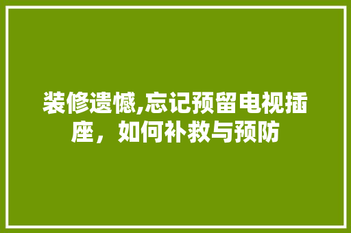 装修遗憾,忘记预留电视插座，如何补救与预防