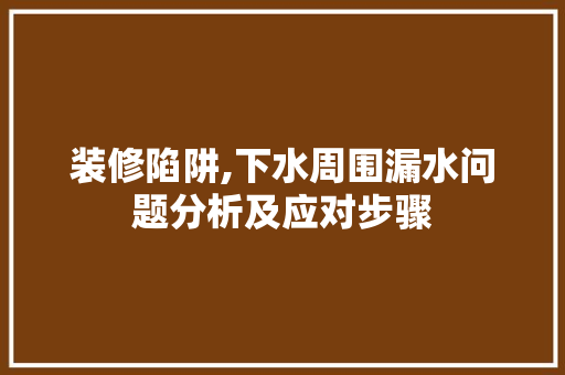 装修陷阱,下水周围漏水问题分析及应对步骤