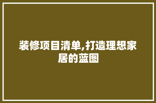 装修项目清单,打造理想家居的蓝图