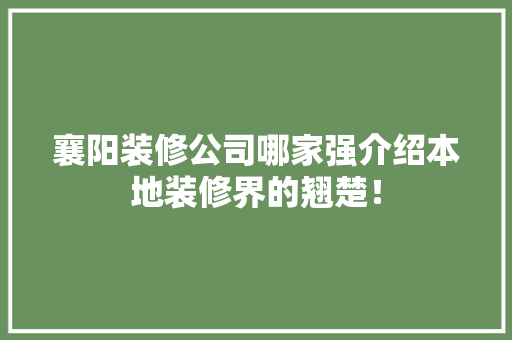 襄阳装修公司哪家强介绍本地装修界的翘楚！