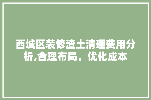 西城区装修渣土清理费用分析,合理布局，优化成本