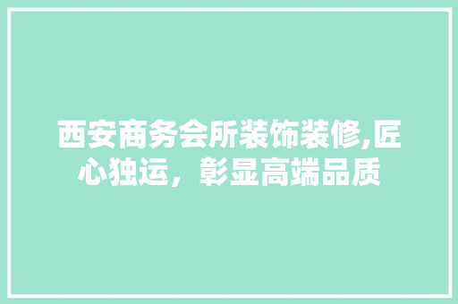 西安商务会所装饰装修,匠心独运，彰显高端品质