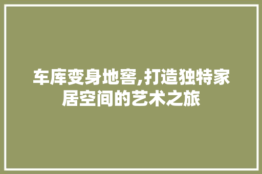 车库变身地窖,打造独特家居空间的艺术之旅