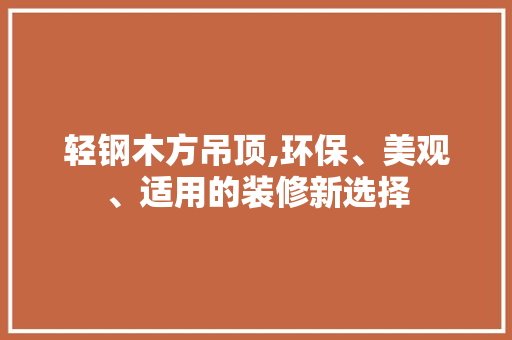 轻钢木方吊顶,环保、美观、适用的装修新选择