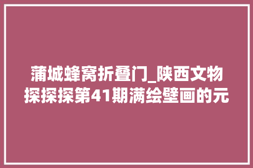 蒲城蜂窝折叠门_陕西文物探探探第41期满绘壁画的元代墓葬若何整体打包搬进博物馆