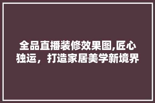 全品直播装修效果图,匠心独运，打造家居美学新境界