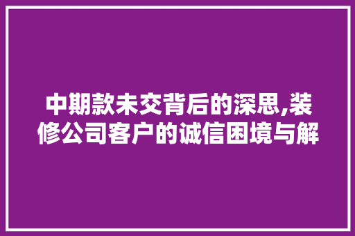 中期款未交背后的深思,装修公司客户的诚信困境与解决方法