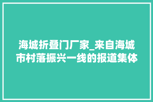 海城折叠门厂家_来自海城市村落振兴一线的报道集体有实力治理添活力
