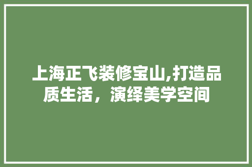 上海正飞装修宝山,打造品质生活，演绎美学空间