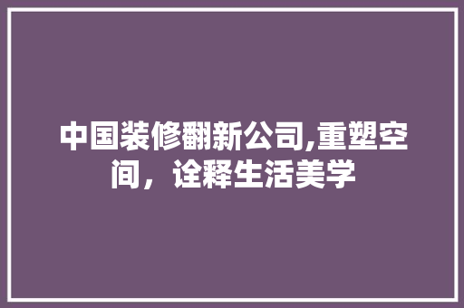 中国装修翻新公司,重塑空间，诠释生活美学