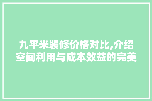 九平米装修价格对比,介绍空间利用与成本效益的完美平衡