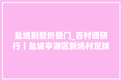 盐城别墅折叠门_百村调研行丨盐城亭湖区新场村足球小镇变形记