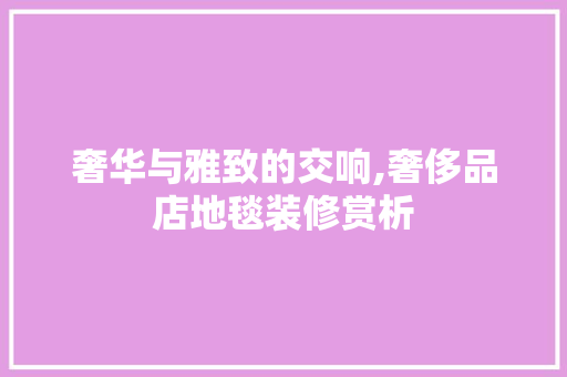 奢华与雅致的交响,奢侈品店地毯装修赏析