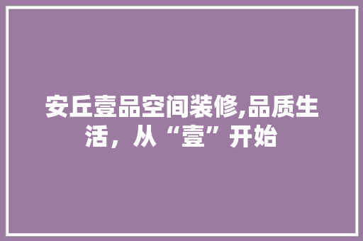 安丘壹品空间装修,品质生活，从“壹”开始