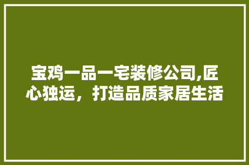 宝鸡一品一宅装修公司,匠心独运，打造品质家居生活