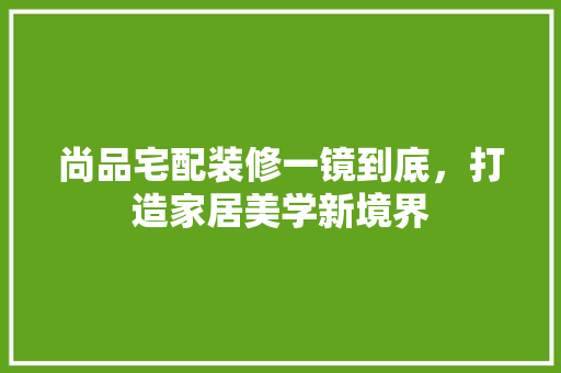 尚品宅配装修一镜到底，打造家居美学新境界