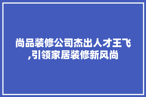尚品装修公司杰出人才王飞,引领家居装修新风尚
