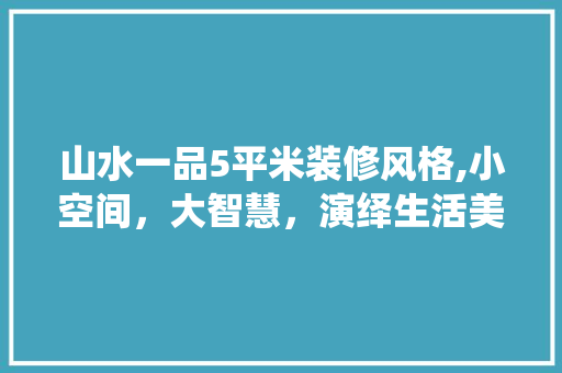 山水一品5平米装修风格,小空间，大智慧，演绎生活美学