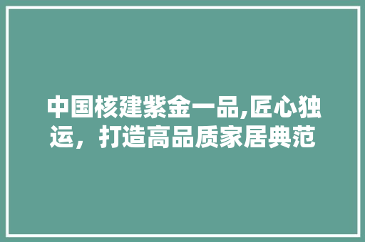 中国核建紫金一品,匠心独运，打造高品质家居典范