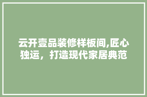 云开壹品装修样板间,匠心独运，打造现代家居典范