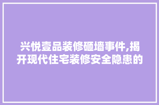 兴悦壹品装修砸墙事件,揭开现代住宅装修安全隐患的冰山一角