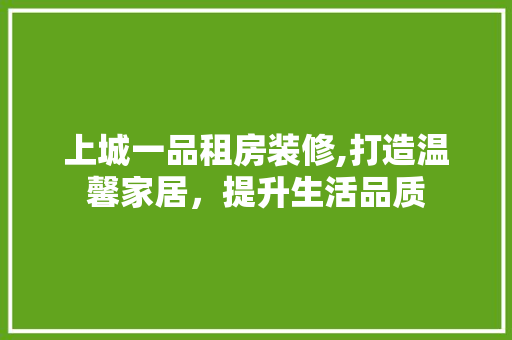 上城一品租房装修,打造温馨家居，提升生活品质