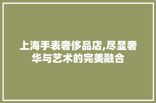 上海手表奢侈品店,尽显奢华与艺术的完美融合